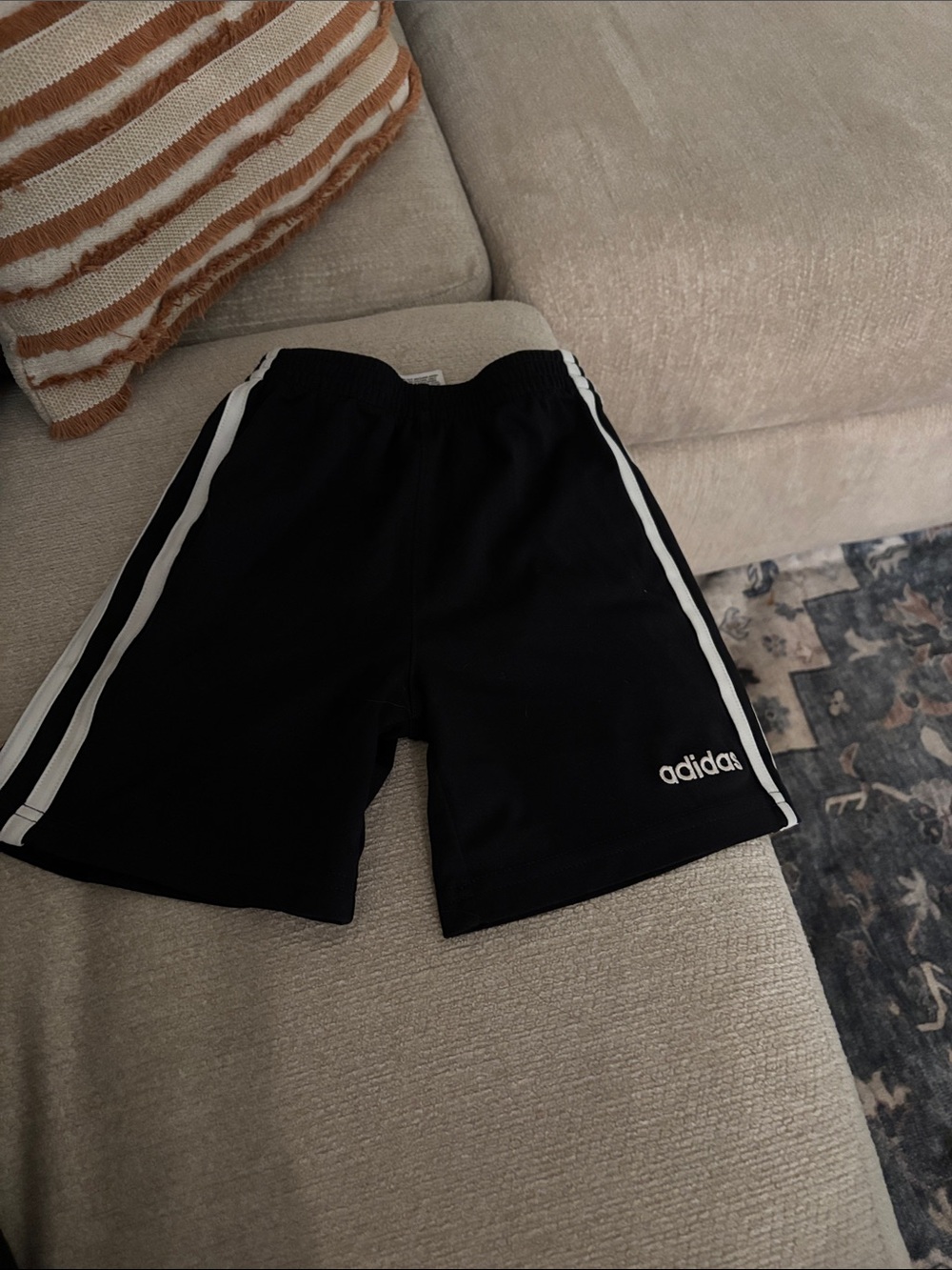 adidas Black Shorts with White Side Stripes
